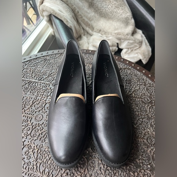 NEW VIONIC WILLA WEDGE SHOES IN BLACK LEATHER 11 - Picture 8 of 10